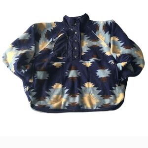 RSQ Button Up Patterned Pullover Fleece With Zippered Pockets Size Small